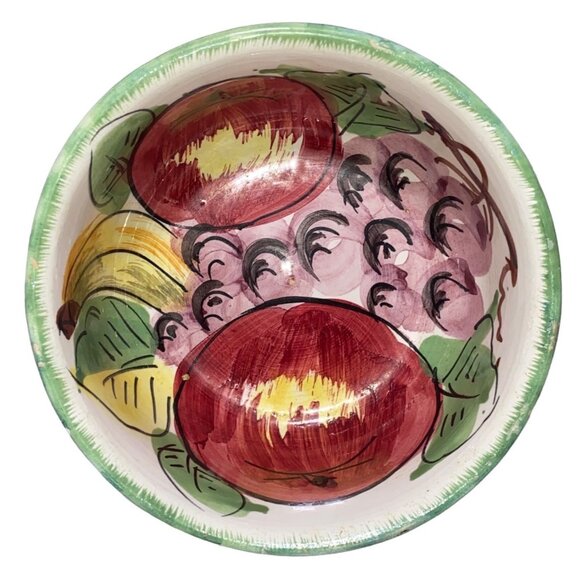 Hand-Painted Italian Ceramic Fruit-Themed Covered Dish - Picture 4 of 8